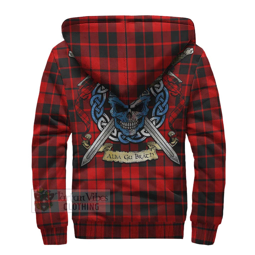 Tartan Vibes Clothing Hogg (Hog) Tartan Sherpa Hoodie with Family Crest Celtic Skull Style