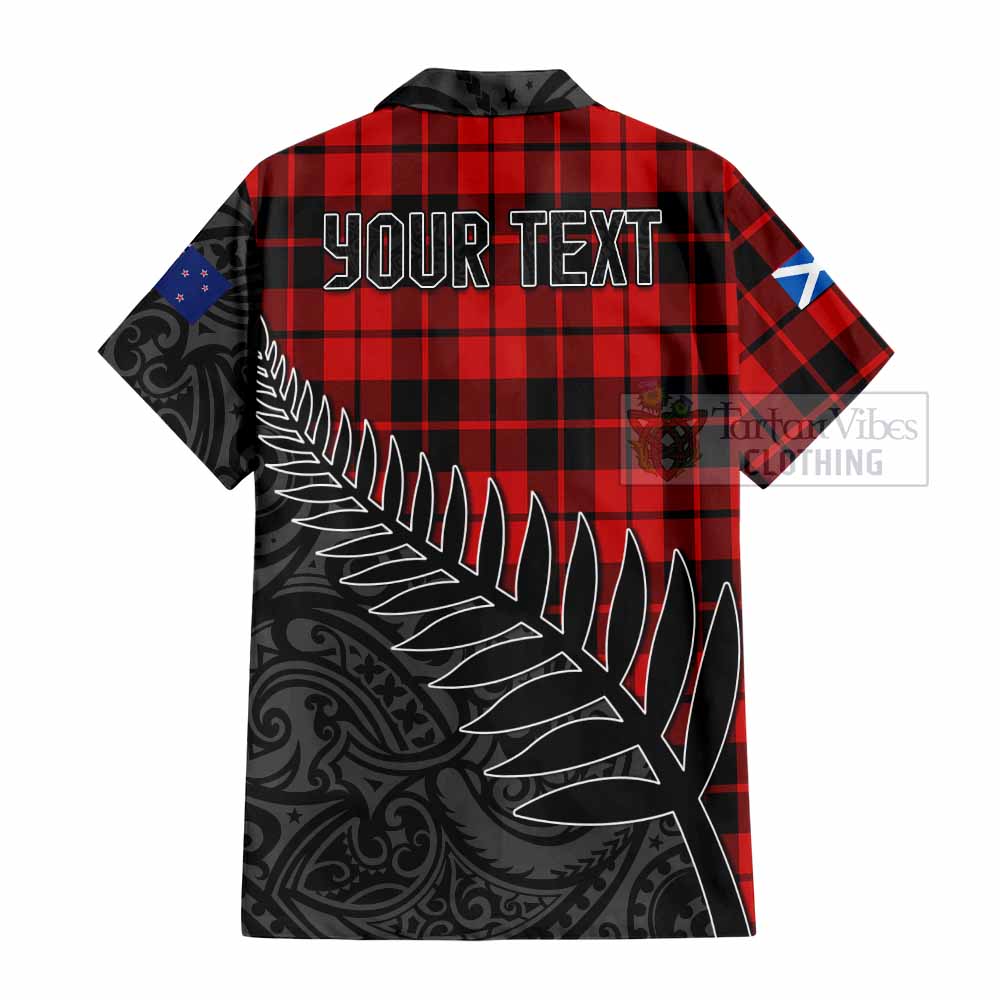 Tartan Vibes Clothing Hogg (Hog) Crest Tartan Short Sleeve Button Shirt with New Zealand Silver Fern Half Style