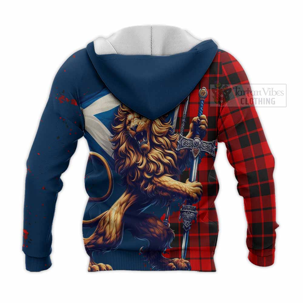 Tartan Vibes Clothing Hogg (Hog) Tartan Family Crest Knitted Hoodie with Scottish Majestic Lion