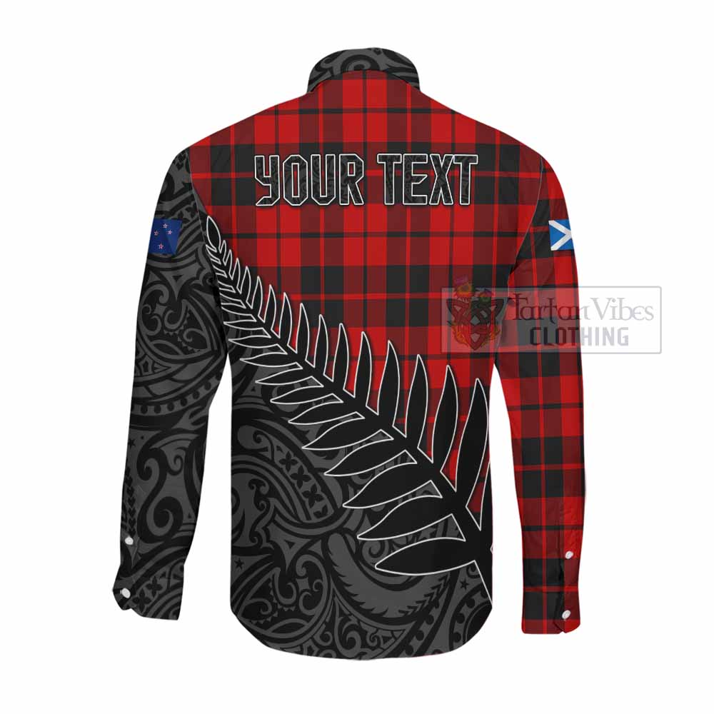 Tartan Vibes Clothing Hogg (Hog) Crest Tartan Long Sleeve Button Shirt with New Zealand Silver Fern Half Style