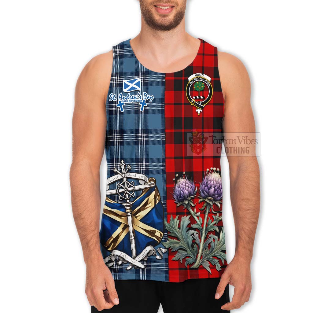 Tartan Vibes Clothing Hogg (Hog) Tartan Men's Tank Top Happy St. Andrew's Day Half Tartan Style