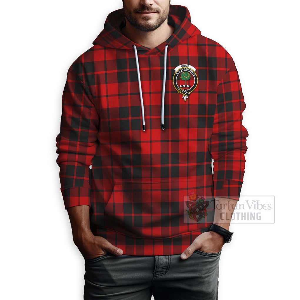 Tartan Vibes Clothing Hogg (Hog) Tartan Hoodie with Family Crest Celtic Skull Style