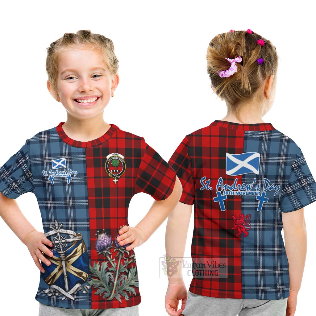 Tartan Vibes Clothing Hogg (Hog) Tartan Kid T-Shirt Happy St. Andrew's Day Half Tartan Style