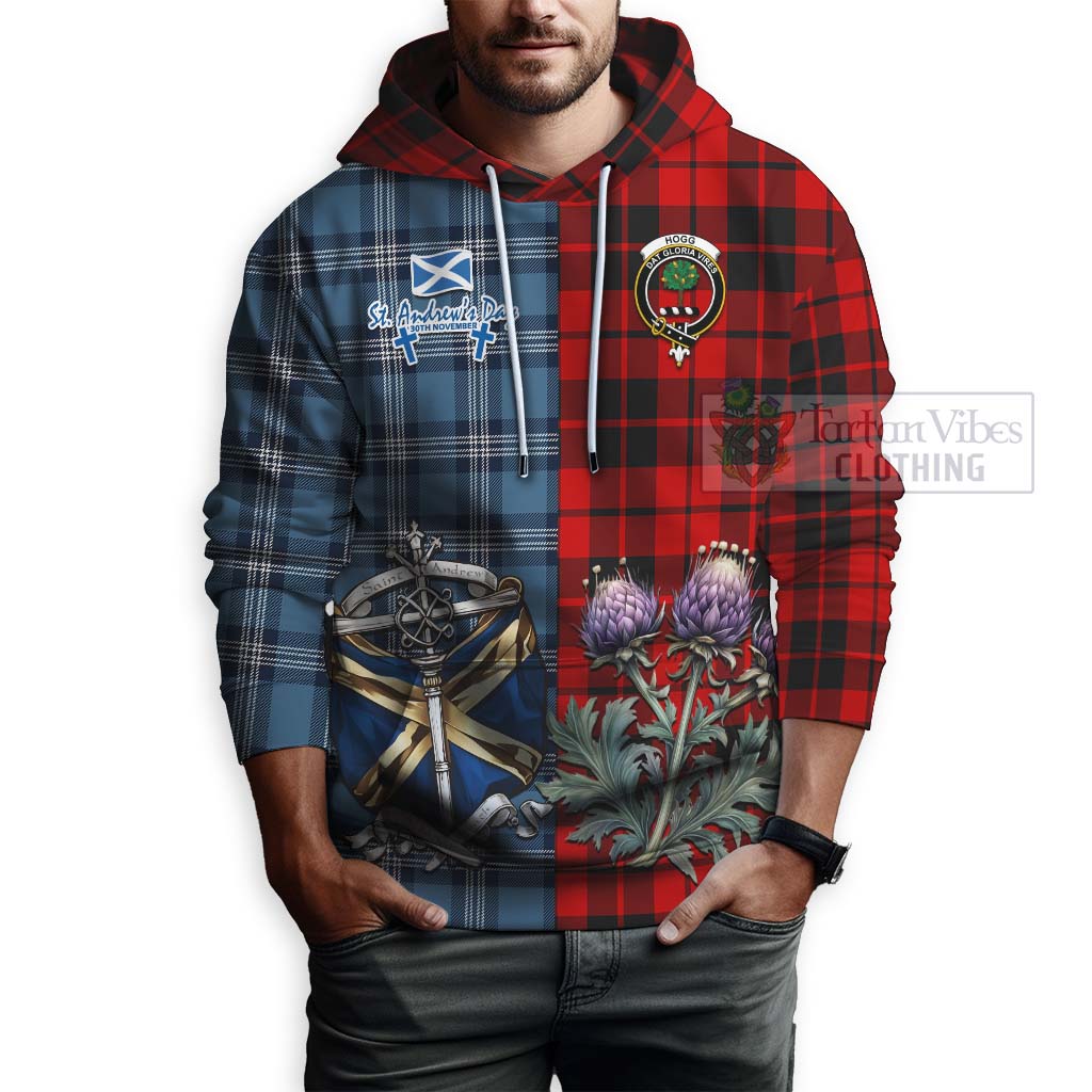 Tartan Vibes Clothing Hogg (Hog) Tartan Hoodie Happy St. Andrew's Day Half Tartan Style