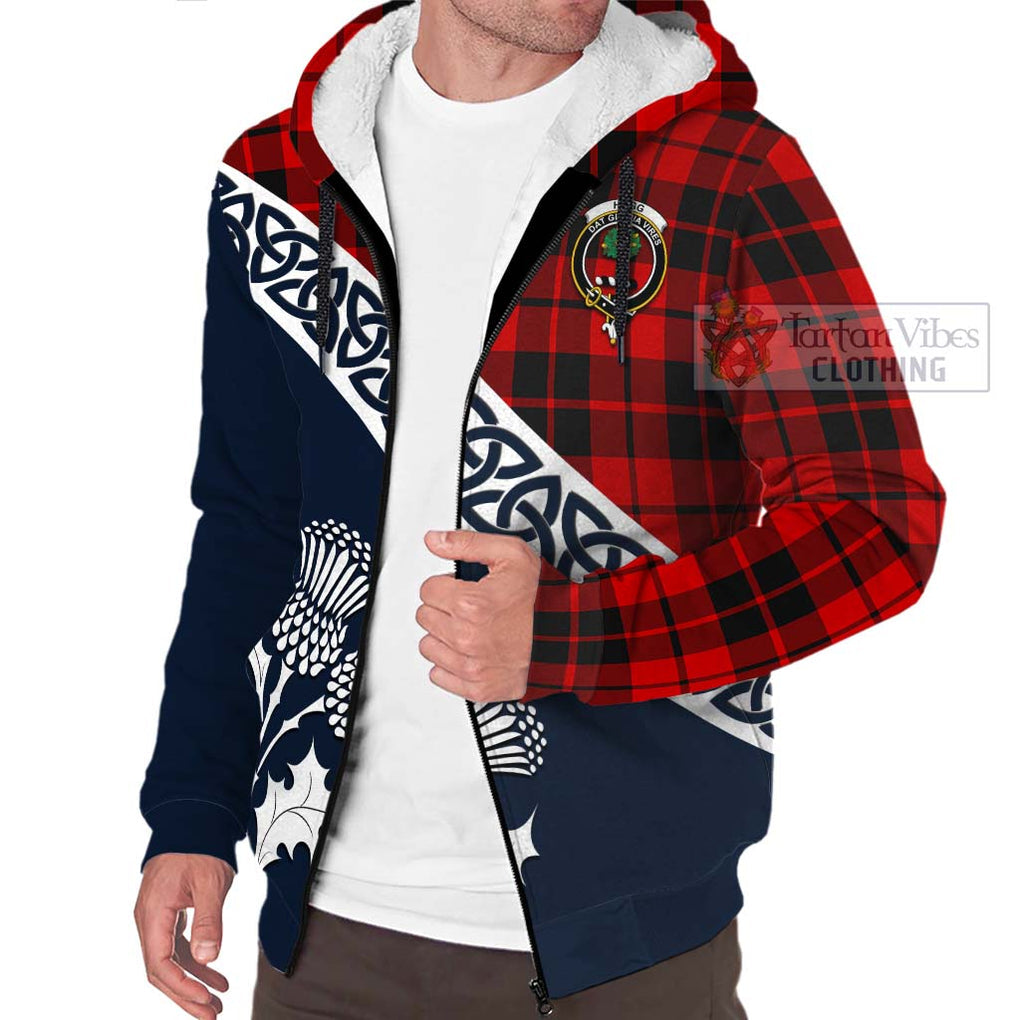 Tartan Vibes Clothing Hogg (Hog) Tartan Sherpa Hoodie Featuring Thistle and Scotland Map