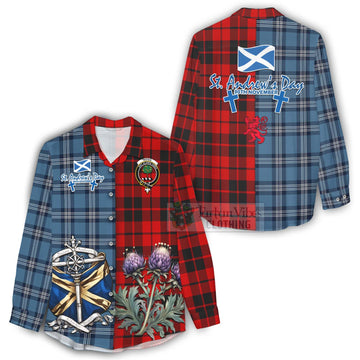 Hogg (Hog) Tartan Women's Casual Shirt Happy St. Andrew's Day Half Tartan Style