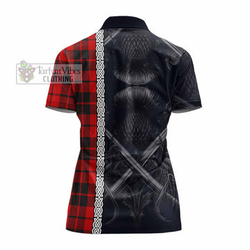 Hogg (Hog) Tartan Women's Polo Shirt with Family Crest Cross Sword Thistle Celtic Vibes