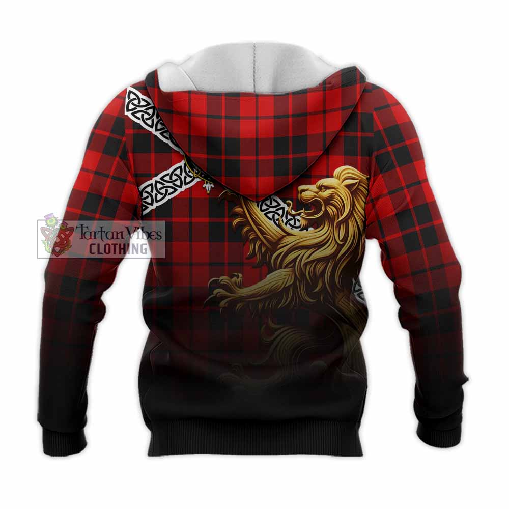 Hogg (Hog) Crest Tartan Knitted Hoodie with Golden Lion Emblem Celtic Style - Tartan Vibes Clothing