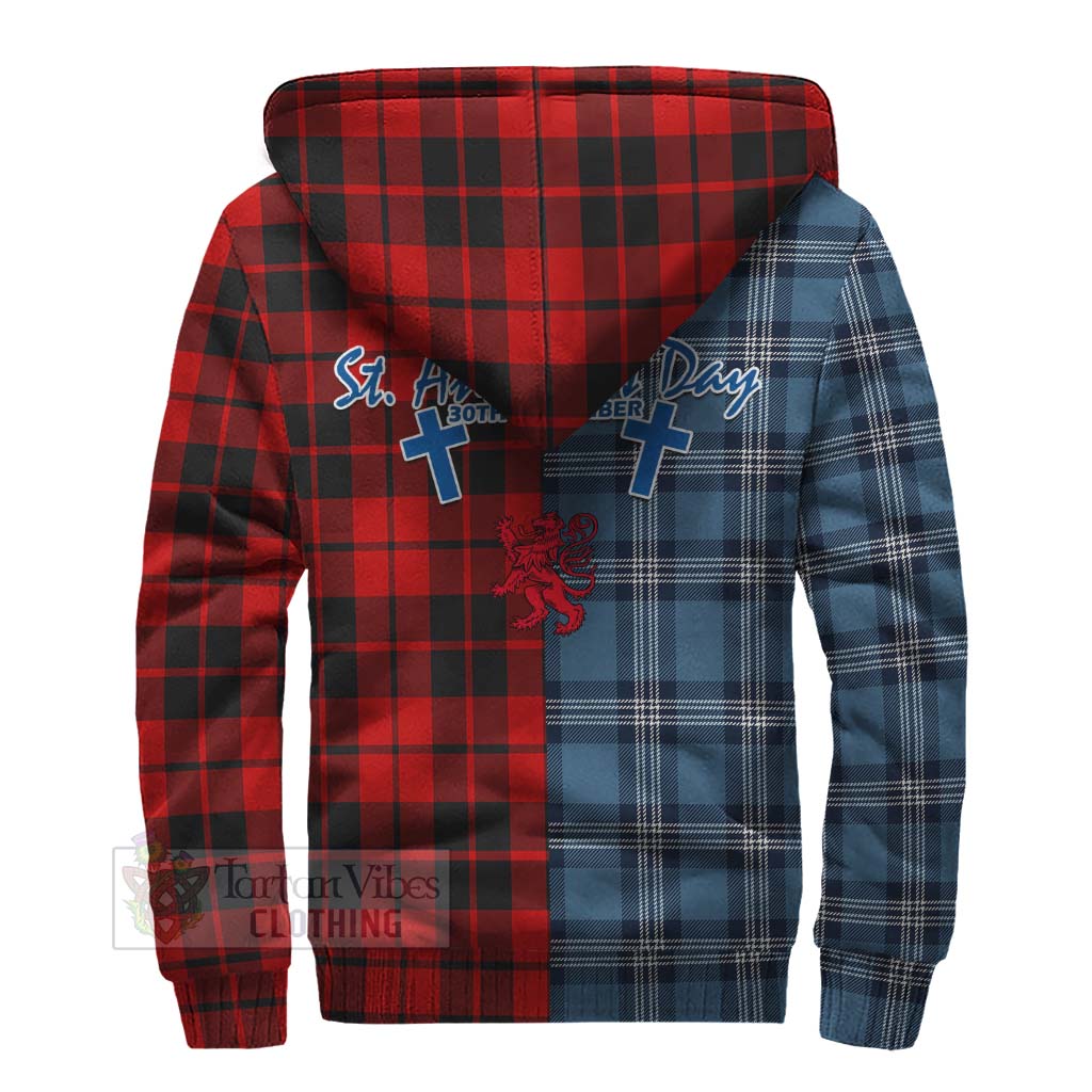 Tartan Vibes Clothing Hogg (Hog) Tartan Sherpa Hoodie Happy St. Andrew's Day Half Tartan Style