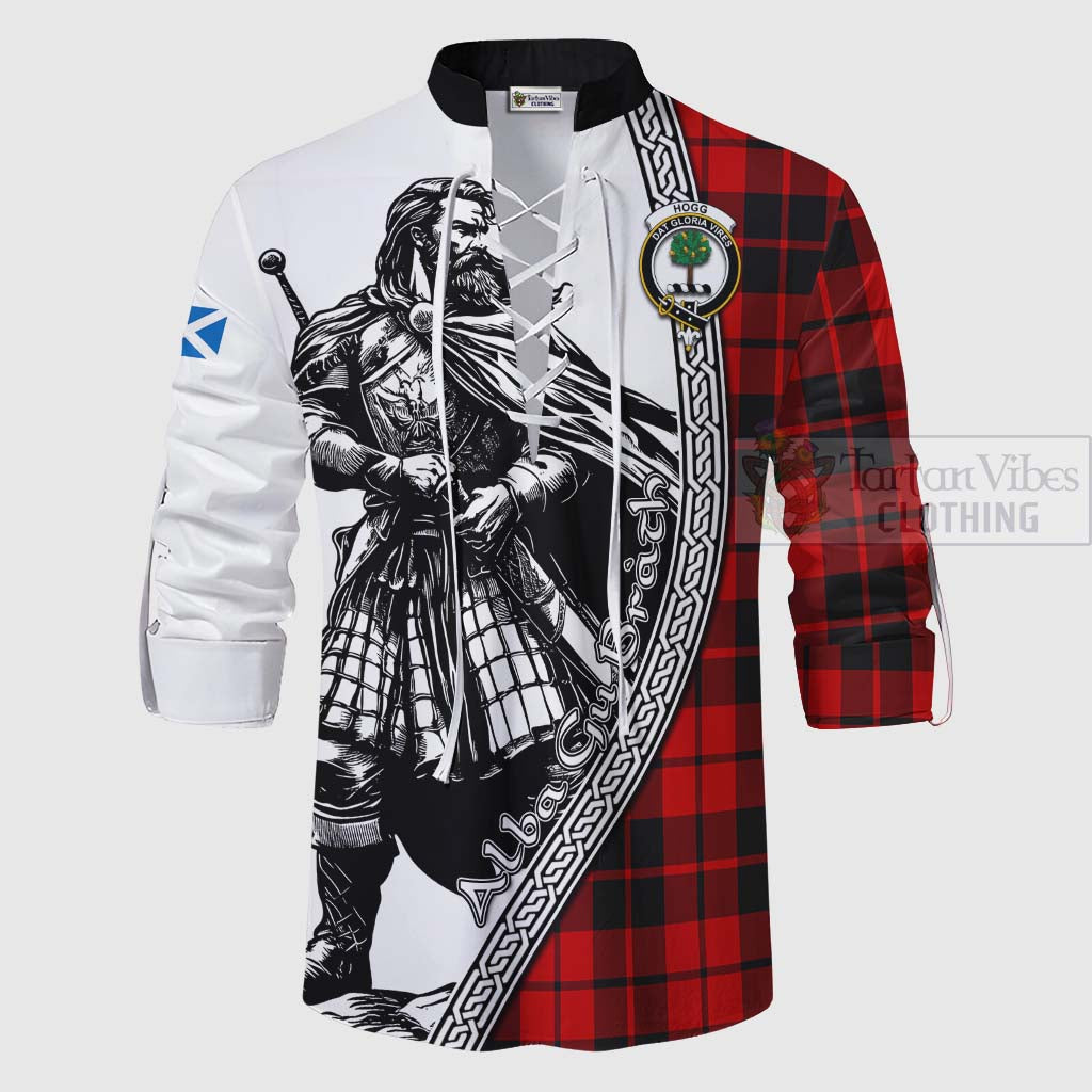 Tartan Vibes Clothing Hogg (Hog) Tartan Clan Crest Ghillie Kilt Shirt with Highlander Warrior Celtic Style