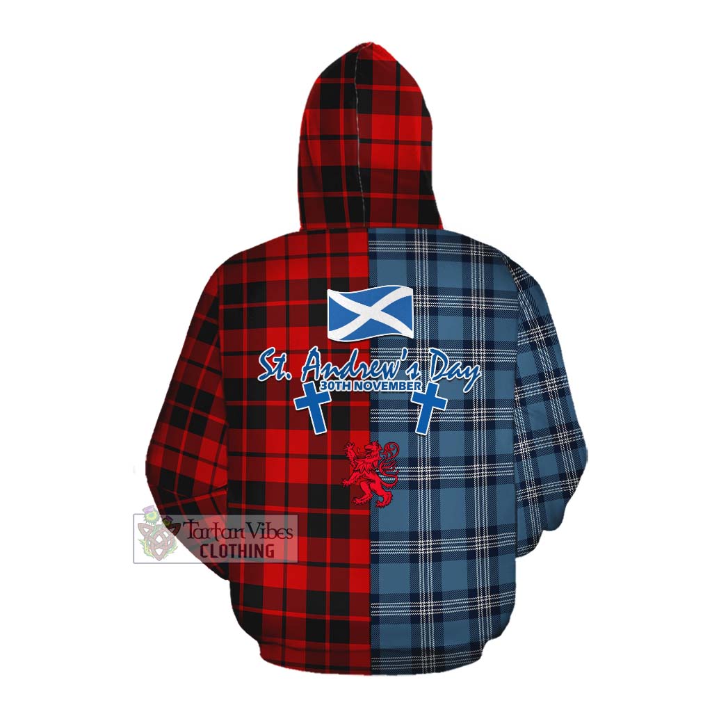 Tartan Vibes Clothing Hogg (Hog) Tartan Cotton Hoodie Happy St. Andrew's Day Half Tartan Style