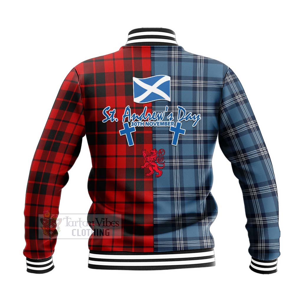 Tartan Vibes Clothing Hogg (Hog) Tartan Baseball Jacket Happy St. Andrew's Day Half Tartan Style