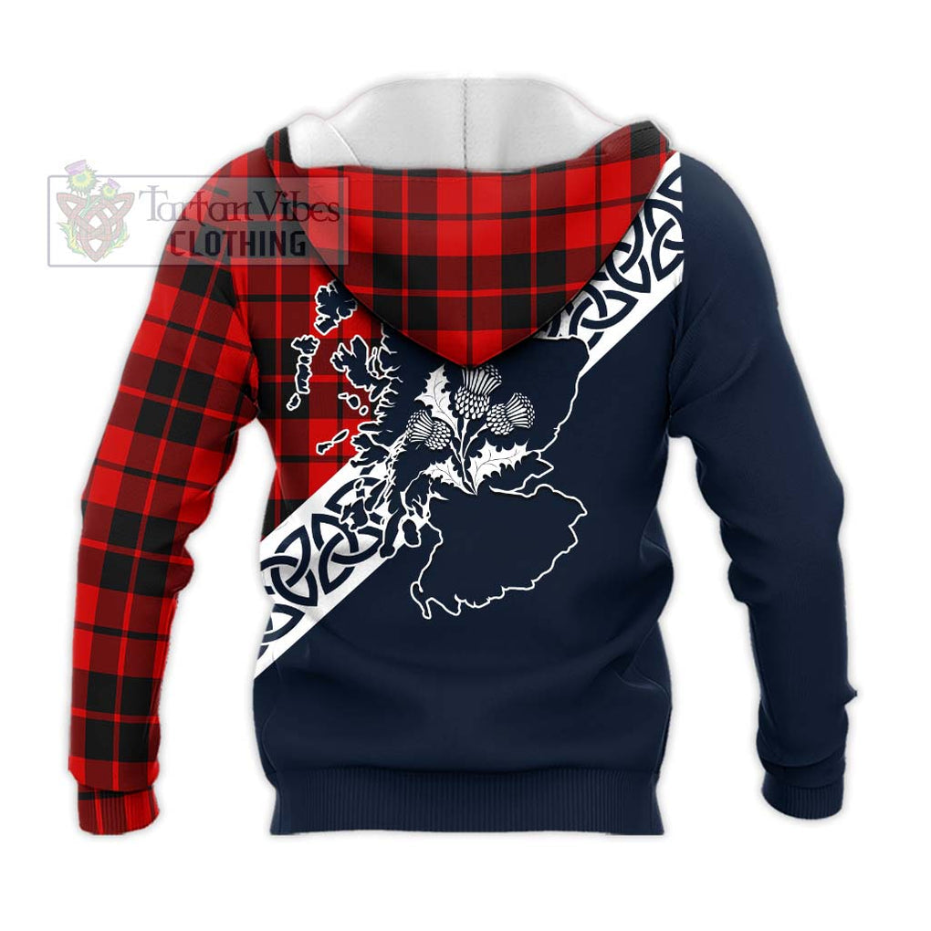 Tartan Vibes Clothing Hogg (Hog) Tartan Knitted Hoodie Featuring Thistle and Scotland Map