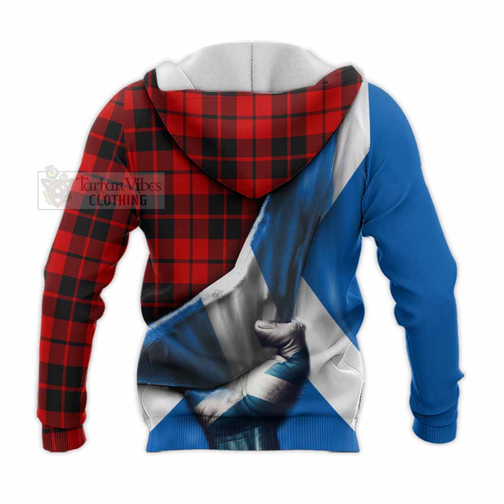 Tartan Vibes Clothing Hogg (Hog) Tartan Knitted Hoodie with Family Crest Scotland Patriotic Style