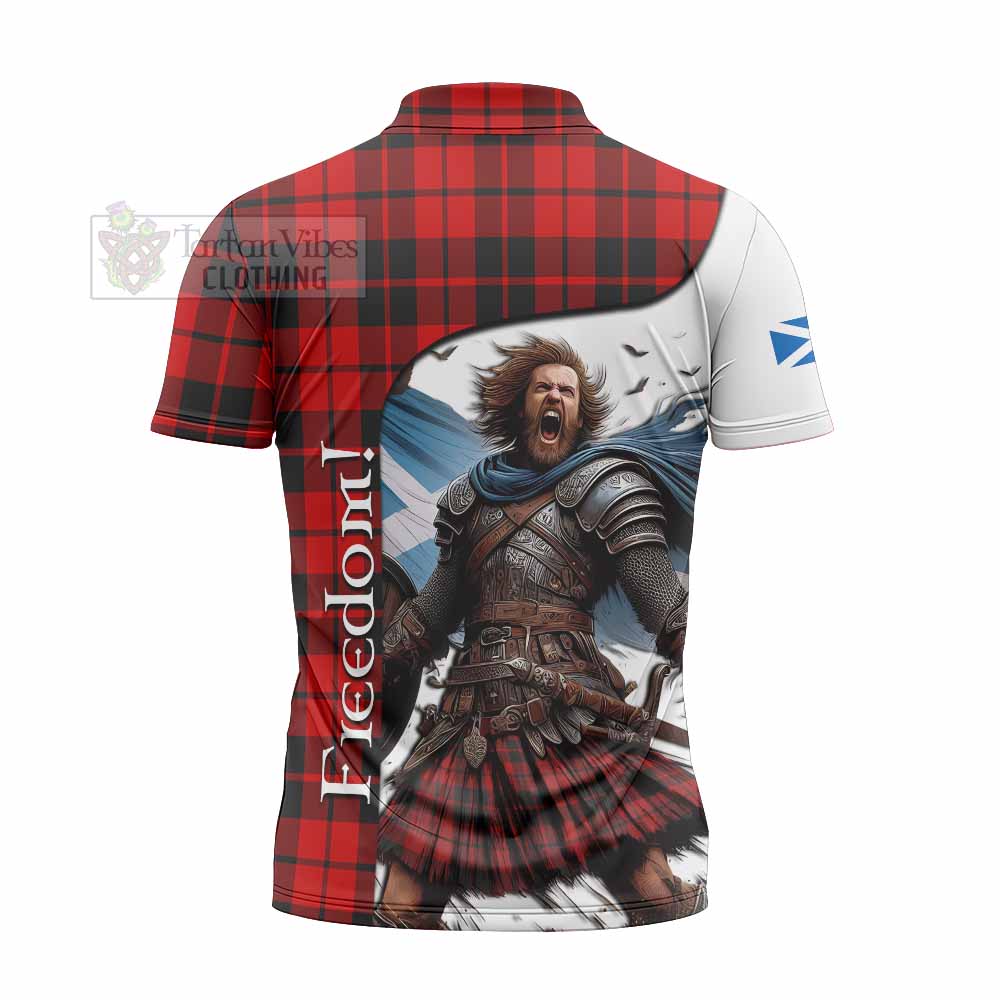 Tartan Vibes Clothing Hogg (Hog) Crest Tartan Zipper Polo Shirt Inspired by the Freedom of Scottish Warrior