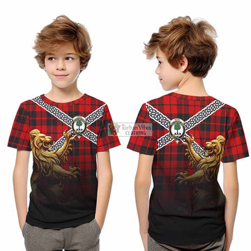 Hogg (Hog) Crest Tartan Kid T-Shirt with Golden Lion Emblem Celtic Style - Tartan Vibes Clothing