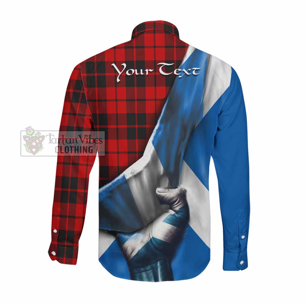 Tartan Vibes Clothing Hogg (Hog) Tartan Long Sleeve Button Shirt with Family Crest Scotland Patriotic Style