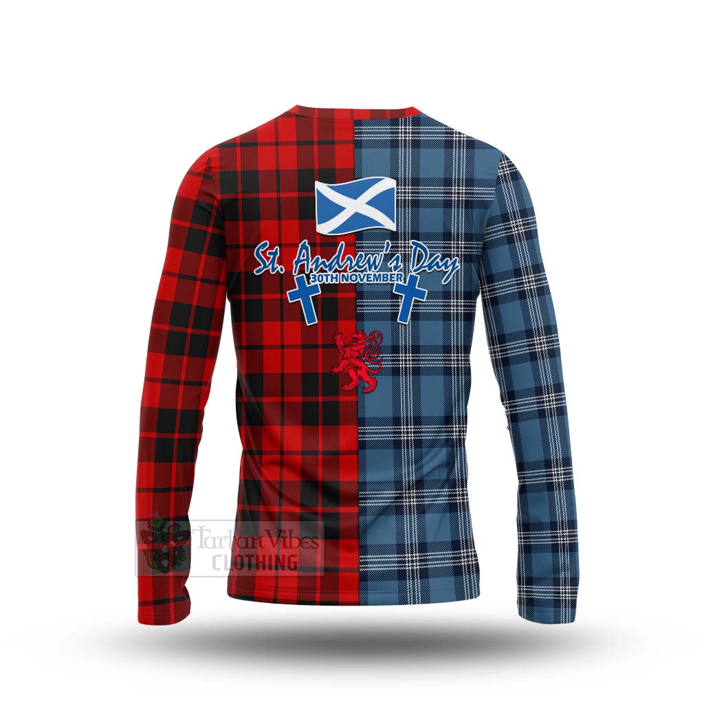 Tartan Vibes Clothing Hogg (Hog) Tartan Long Sleeve T-Shirt Happy St. Andrew's Day Half Tartan Style