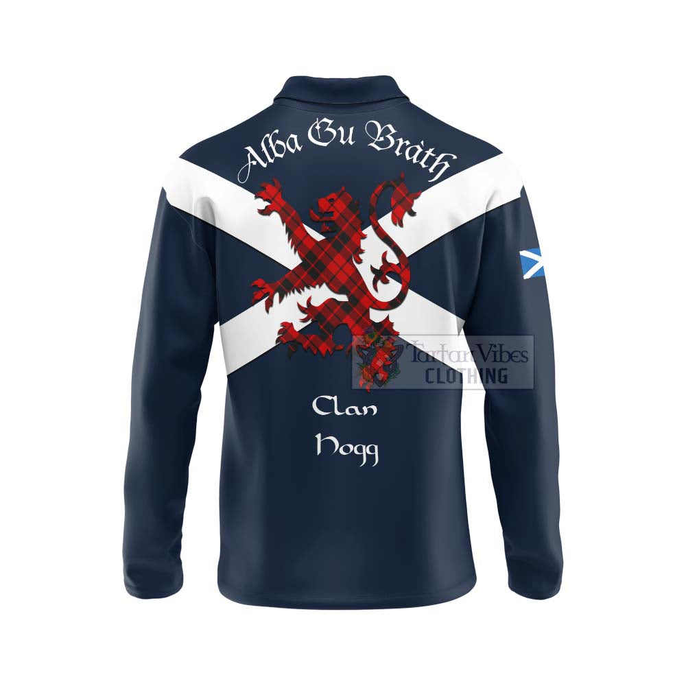 Tartan Vibes Clothing Hogg (Hog) Tartan Lion Rampant Long Sleeve Polo Shirt – Proudly Display Your Heritage with Alba Gu Brath and Clan Name