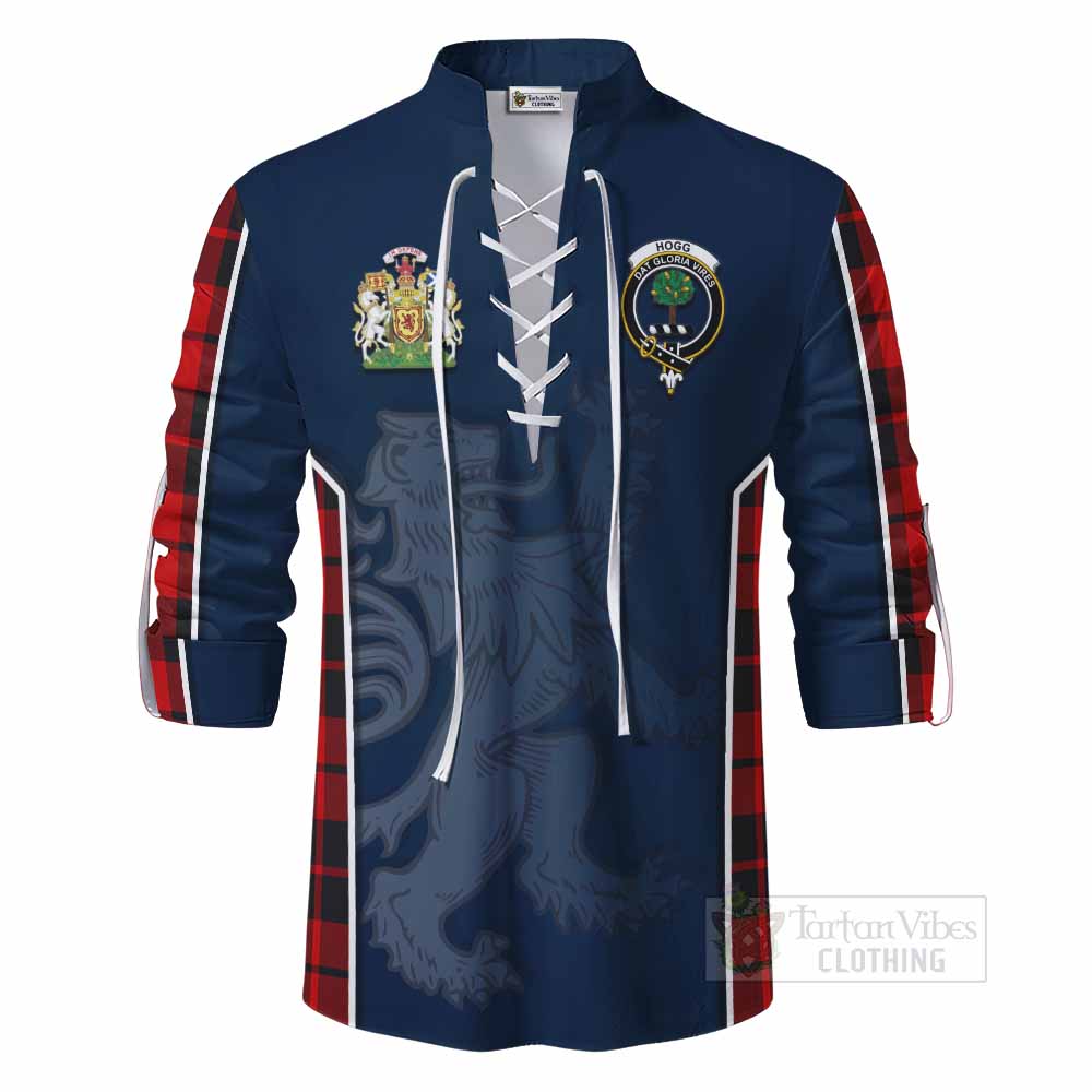 Tartan Vibes Clothing Hogg (Hog) Tartan Ghillie Kilt Shirt with Family Crest and Lion Rampant Vibes Sport Style