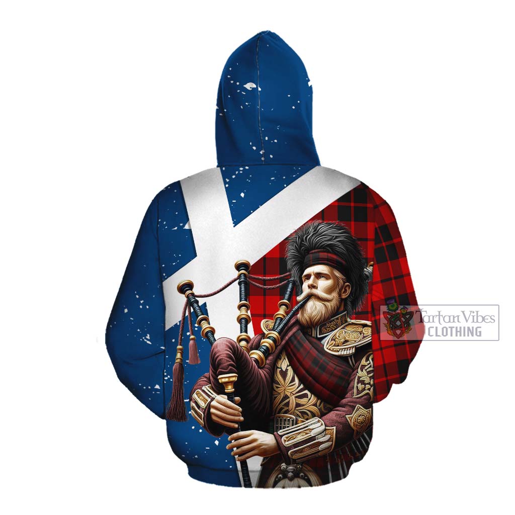 Tartan Vibes Clothing Hogg (Hog) Tartan Cotton Hoodie with Family Crest Scottish Bagpiper Vibes