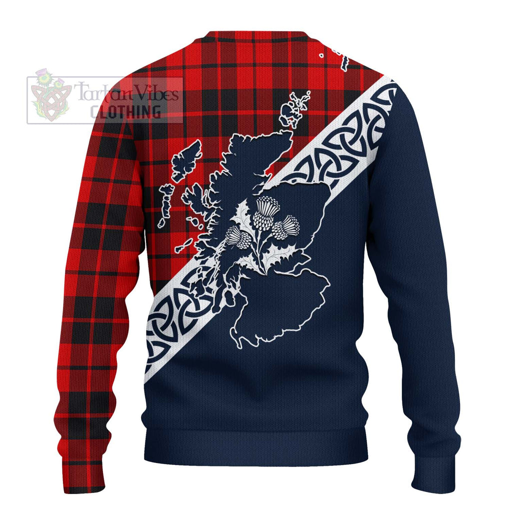 Tartan Vibes Clothing Hogg (Hog) Tartan Knitted Sweater Featuring Thistle and Scotland Map