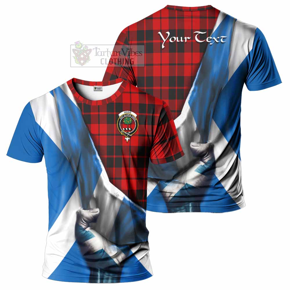 Tartan Vibes Clothing Hogg (Hog) Tartan T-Shirt with Family Crest Scotland Patriotic Style