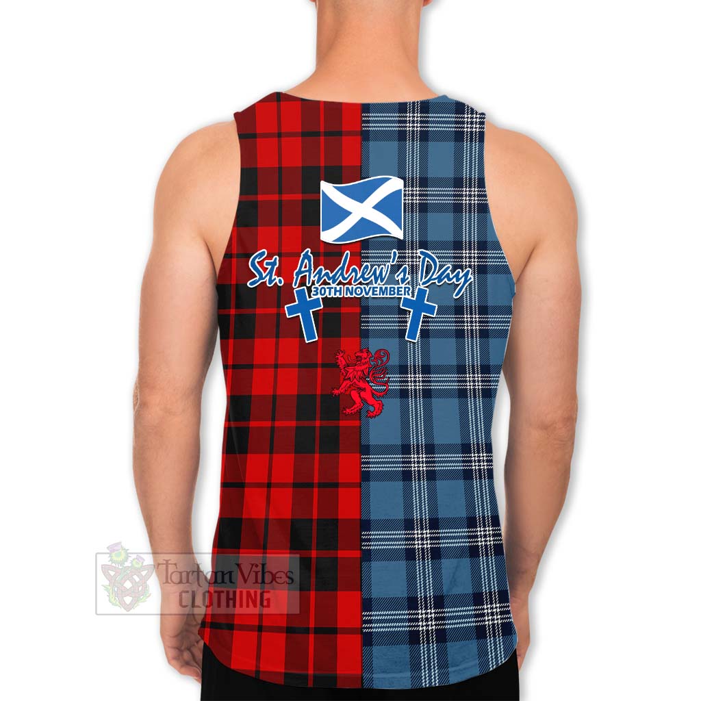 Tartan Vibes Clothing Hogg (Hog) Tartan Men's Tank Top Happy St. Andrew's Day Half Tartan Style