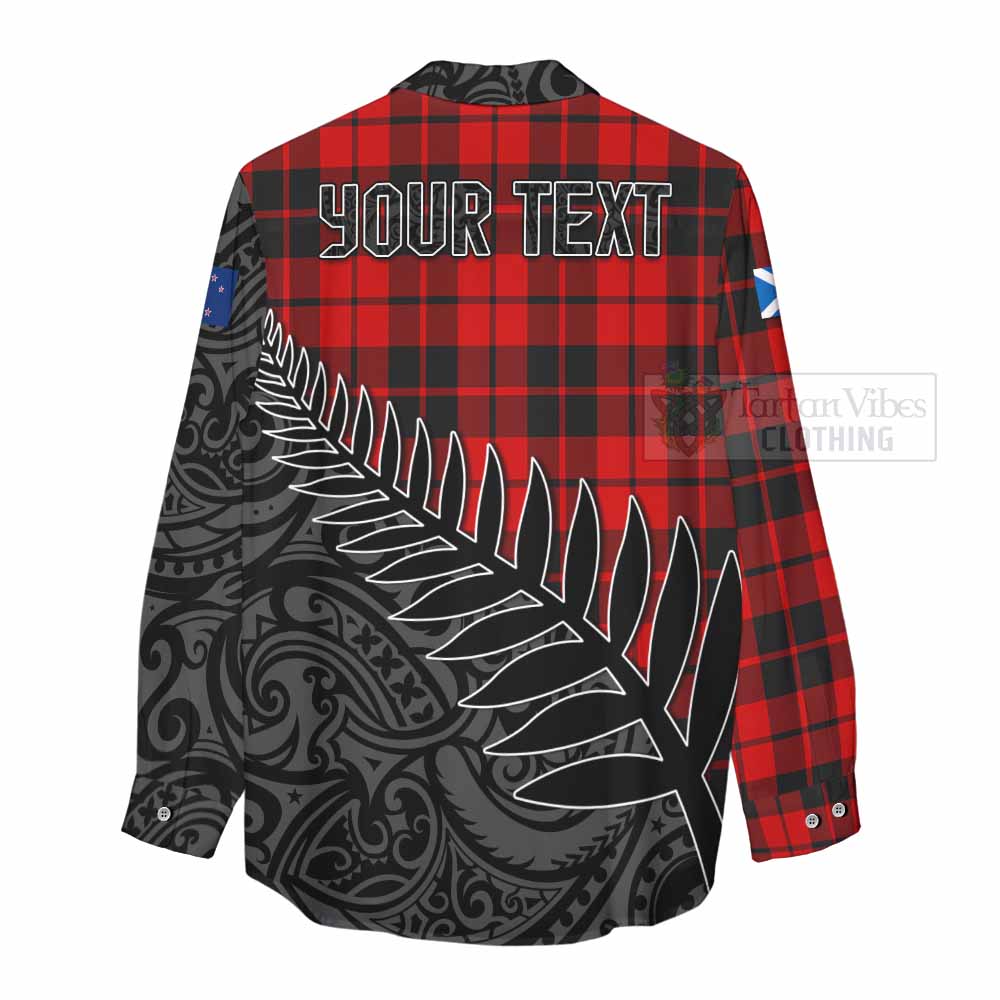 Tartan Vibes Clothing Hogg (Hog) Crest Tartan Women's Casual Shirt with New Zealand Silver Fern Half Style