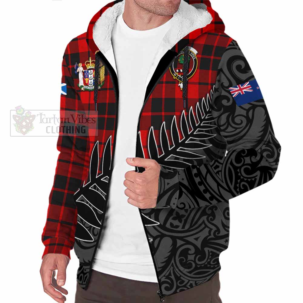 Tartan Vibes Clothing Hogg (Hog) Crest Tartan Sherpa Hoodie with New Zealand Silver Fern Half Style