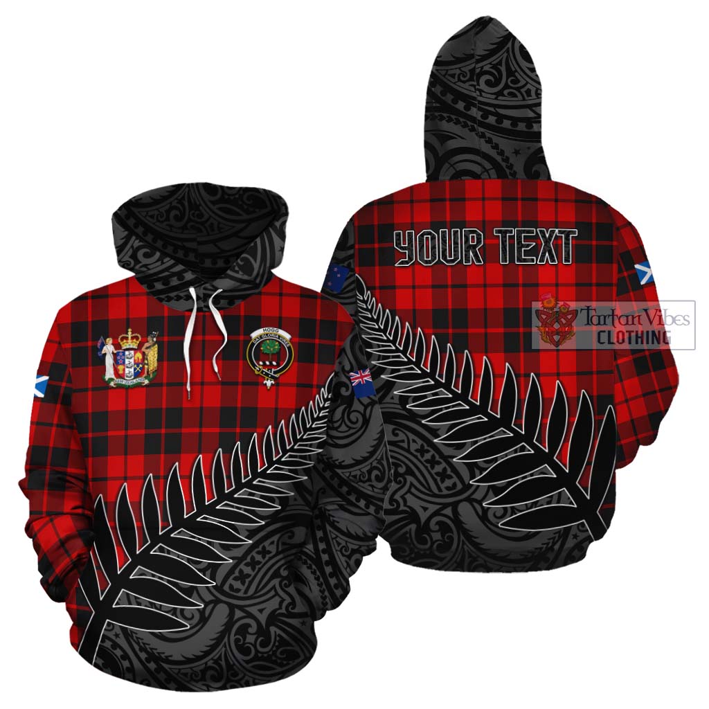 Tartan Vibes Clothing Hogg (Hog) Crest Tartan Cotton Hoodie with New Zealand Silver Fern Half Style