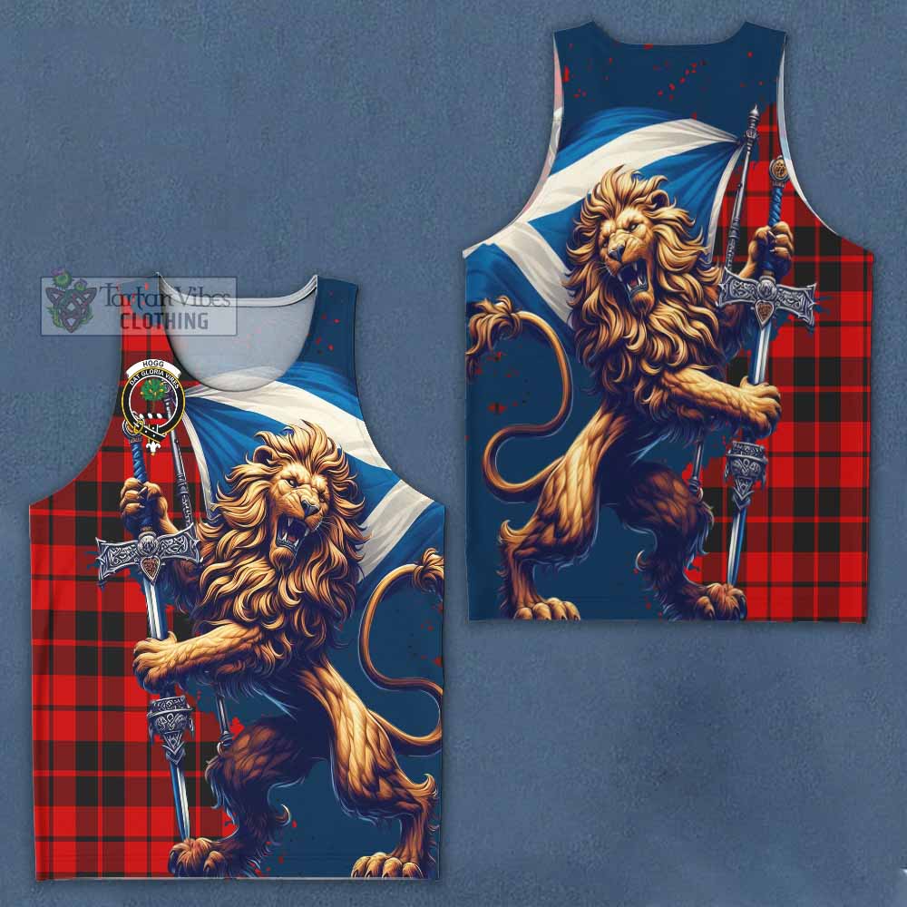 Tartan Vibes Clothing Hogg (Hog) Tartan Family Crest Men's Tank Top with Scottish Majestic Lion