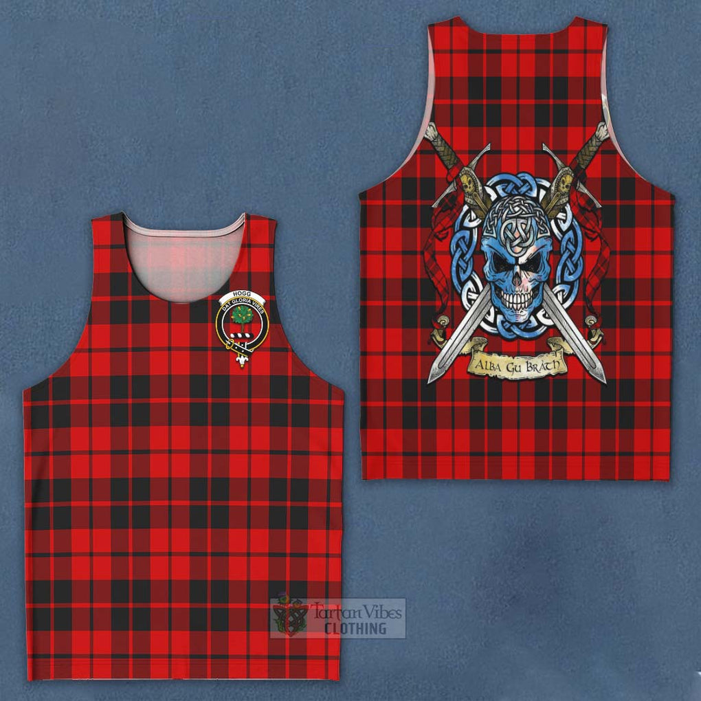 Tartan Vibes Clothing Hogg (Hog) Tartan Men's Tank Top with Family Crest Celtic Skull Style