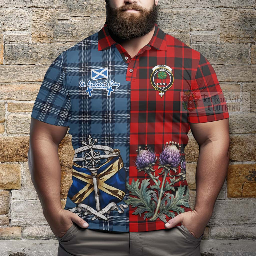 Tartan Vibes Clothing Hogg (Hog) Tartan Polo Shirt Happy St. Andrew's Day Half Tartan Style