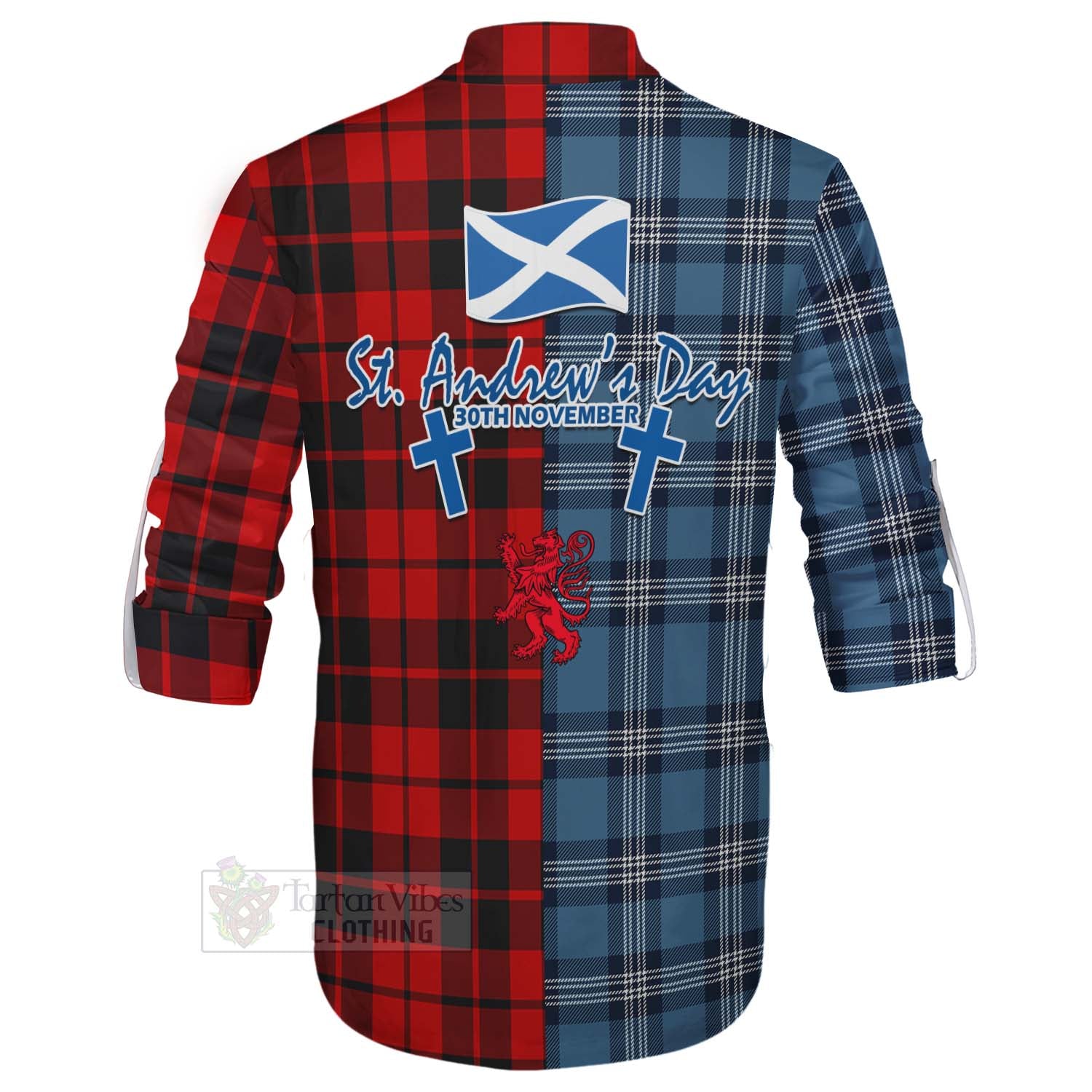 Tartan Vibes Clothing Hogg (Hog) Tartan Ghillie Kilt Shirt Happy St. Andrew's Day Half Tartan Style