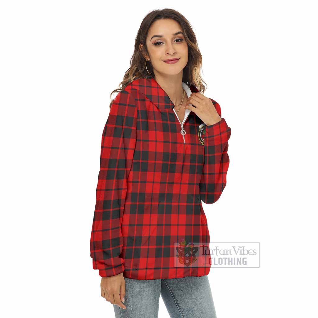 Hogg (Hog) Tartan Women's Borg Fleece Hoodie with Half Zip with Family Crest - Tartan Vibes Clothing