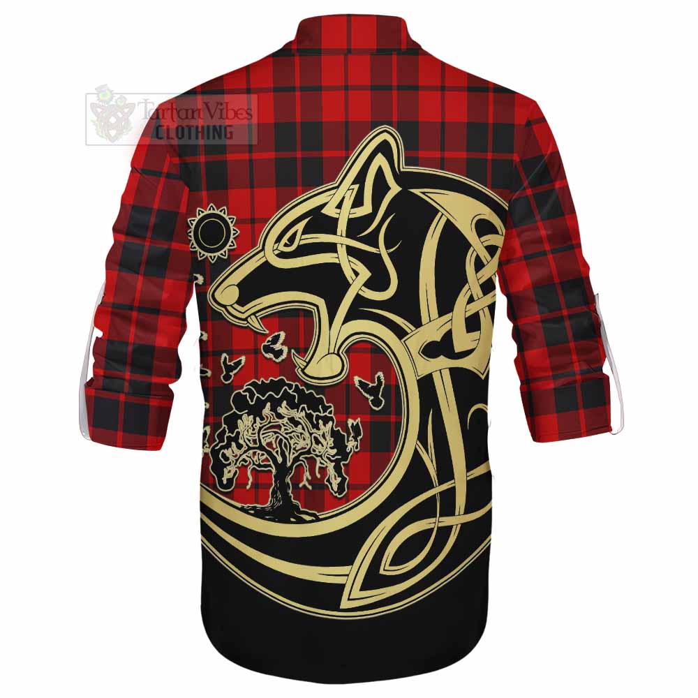 Tartan Vibes Clothing Hogg (Hog) Tartan Ghillie Kilt Shirt with Family Crest Celtic Wolf Style