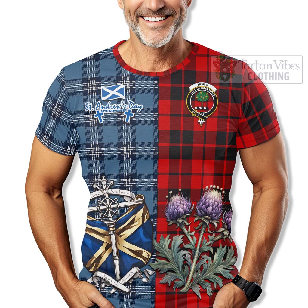 Tartan Vibes Clothing Hogg (Hog) Tartan T-Shirt Happy St. Andrew's Day Half Tartan Style