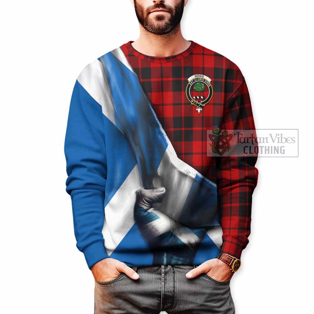 Tartan Vibes Clothing Hogg (Hog) Tartan Sweatshirt with Family Crest Scotland Patriotic Style