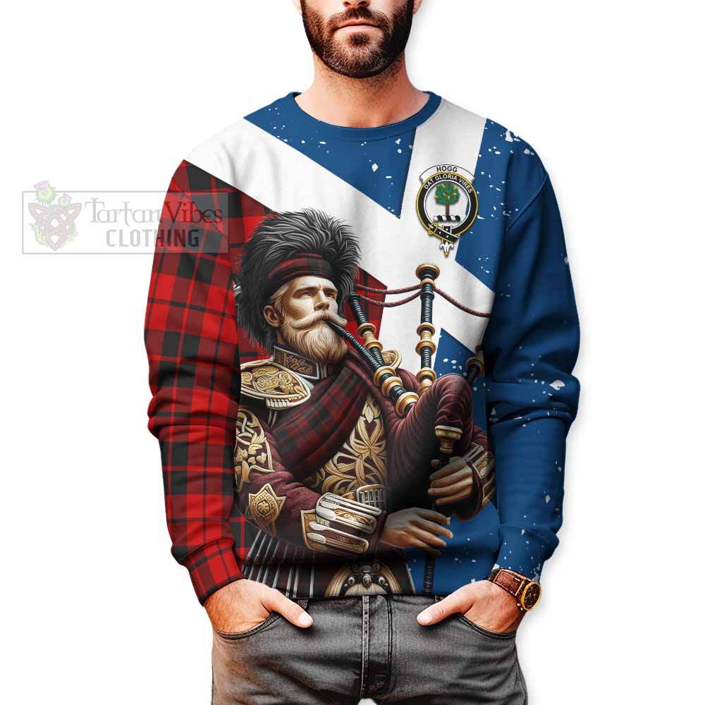 Tartan Vibes Clothing Hogg (Hog) Tartan Sweatshirt with Family Crest Scottish Bagpiper Vibes