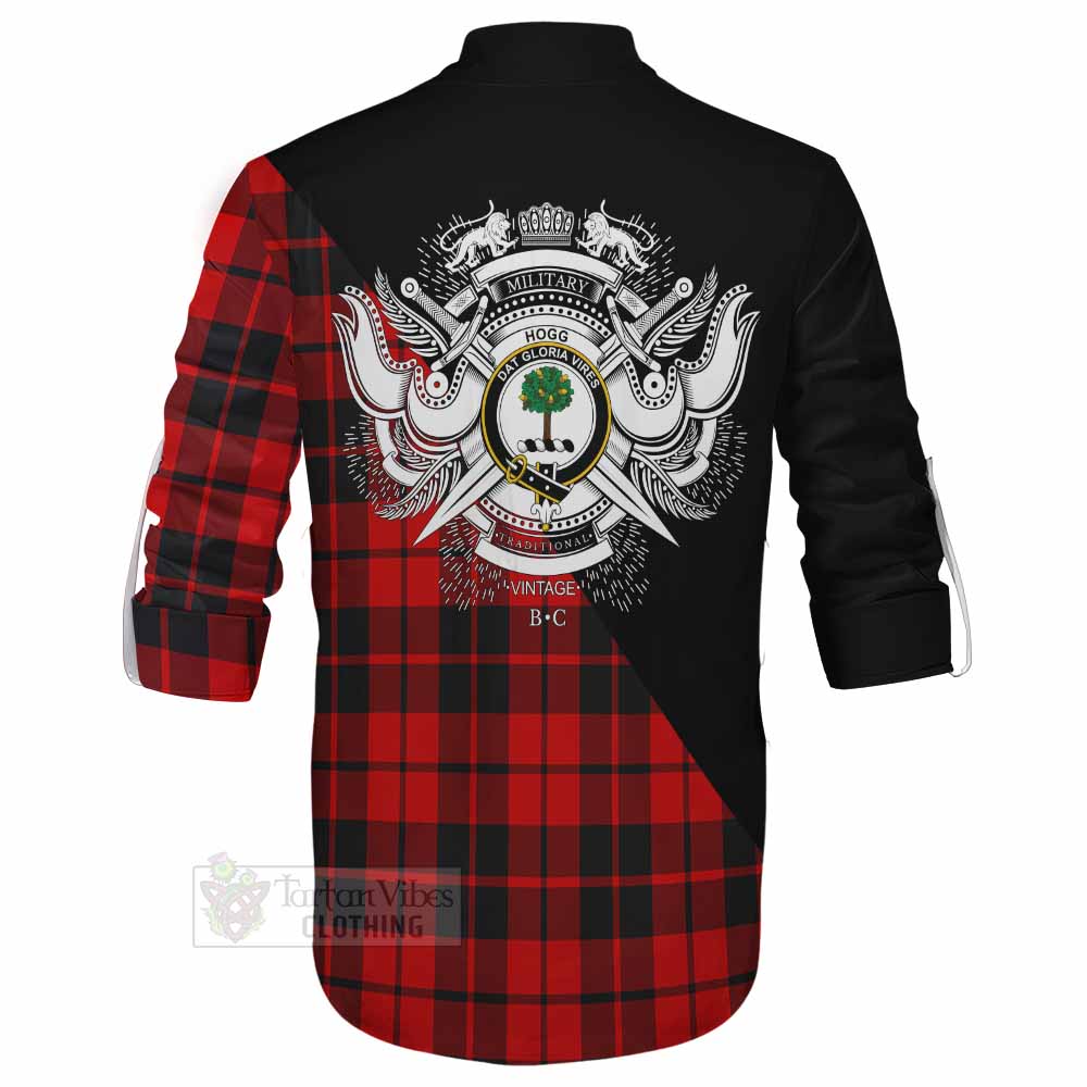 Tartan Vibes Clothing Hogg (Hog) Tartan Ghillie Kilt Shirt with Family Crest and Military Logo Style