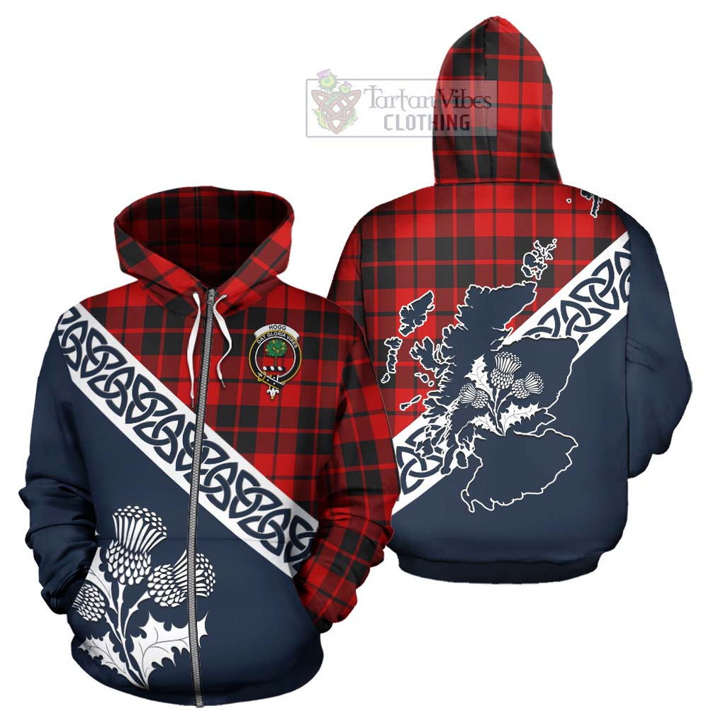 Tartan Vibes Clothing Hogg (Hog) Tartan Hoodie Featuring Thistle and Scotland Map