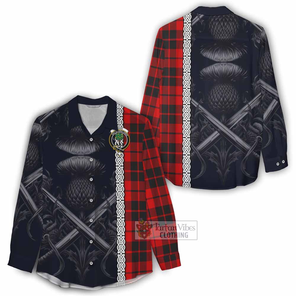 Tartan Vibes Clothing Hogg (Hog) Tartan Women's Casual Shirt with Family Crest Cross Sword Thistle Celtic Vibes