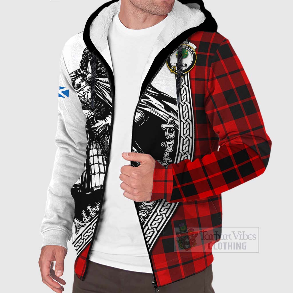 Tartan Vibes Clothing Hogg (Hog) Tartan Clan Crest Sherpa Hoodie with Highlander Warrior Celtic Style