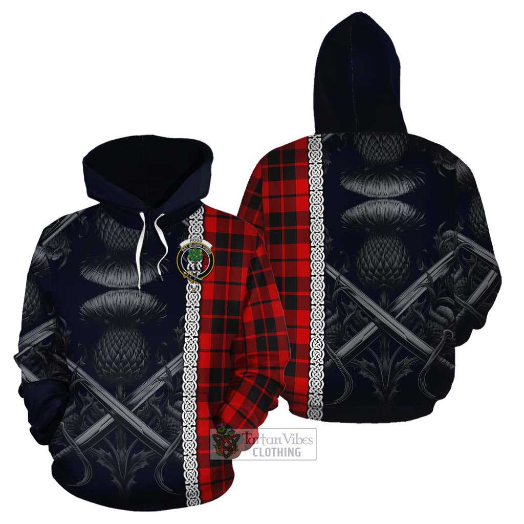 Tartan Vibes Clothing Hogg (Hog) Tartan Cotton Hoodie with Family Crest Cross Sword Thistle Celtic Vibes