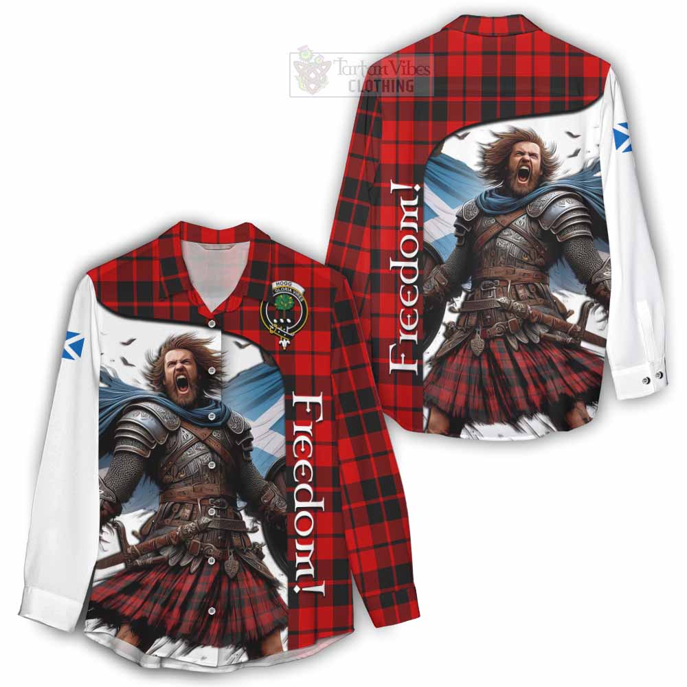 Tartan Vibes Clothing Hogg (Hog) Crest Tartan Women's Casual Shirt Inspired by the Freedom of Scottish Warrior