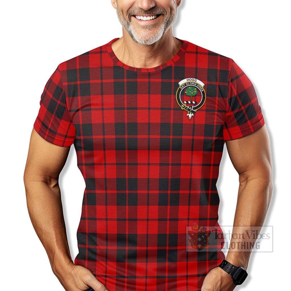 Tartan Vibes Clothing Hogg (Hog) Tartan T-Shirt with Family Crest Celtic Skull Style