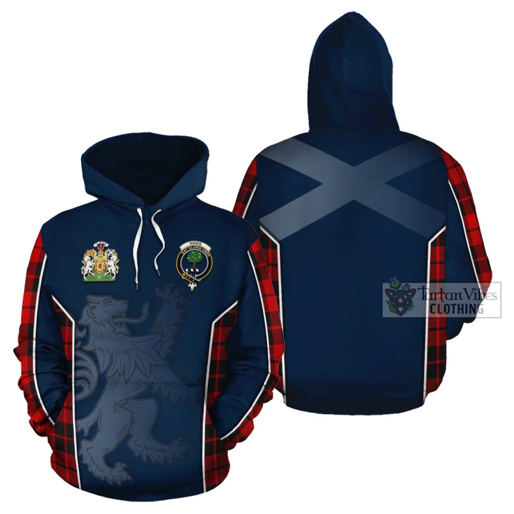 Tartan Vibes Clothing Hogg (Hog) Tartan Cotton Hoodie with Family Crest and Lion Rampant Vibes Sport Style