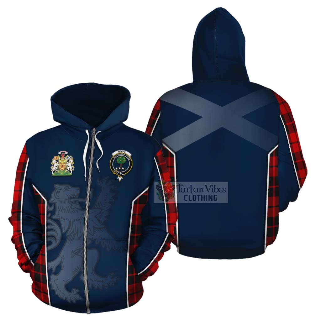 Tartan Vibes Clothing Hogg (Hog) Tartan Cotton Hoodie with Family Crest and Lion Rampant Vibes Sport Style