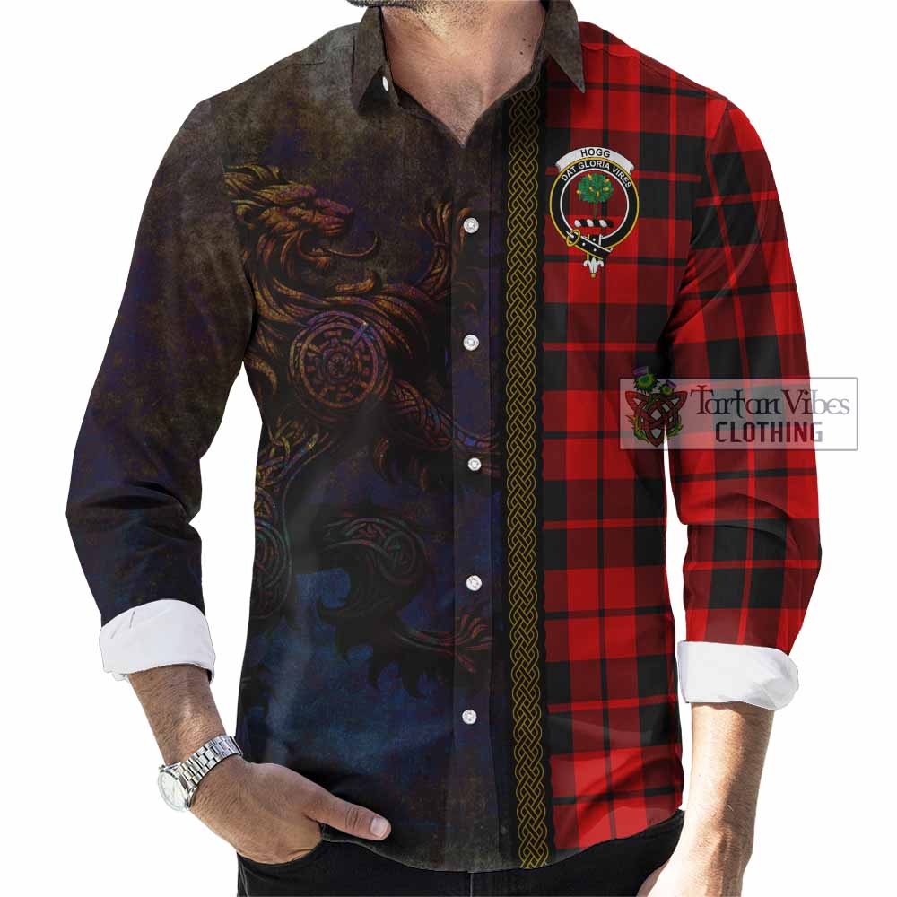 Hogg (Hog) Tartan Family Crest Long Sleeve Button Shirt Alba Gu Brath Be Brave Lion Ancient Style - Tartan Vibes Clothing